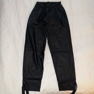 BOOHOO Black Faux Leather Jogger Pants